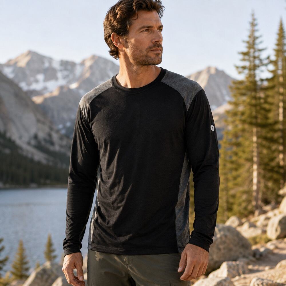 Smartwool Men’s Active Long Sleeve Tech Tee Merino Black Gray XL